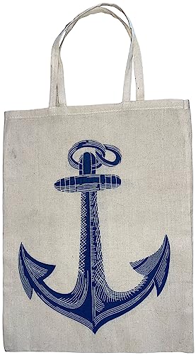 100% Cotton Nautical Design Natural Canvas Tote Bags Size: 14 x16 inch. Set of 3, Wheels, Anchor and ship Double side Same Print, Tote bags, Reusable for Grocery Shopping Bags Machine Washable