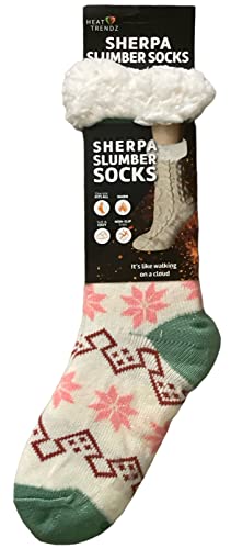 Petal Cliff Fluffy Thick, Heavy and Warm Thermal Sherpa Slumber Slipper Socks, 3 Pairs for Women, Ultra Soft Christmas Winter Non Slip Grip - One Size Fits All. (Snowflakes A)