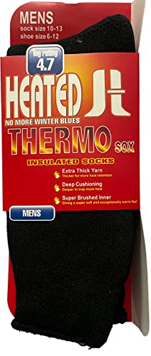 2 Pack Men's Heated Sox Socks Thick Insulated Thermal Socks Keeps Feet Warmer Longer 4.7 TOG heat rating Size: 10-13