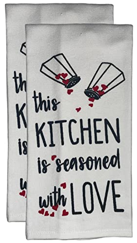 2 Pcs, 100% Cotton Over Sized Funny Quote Kitchen Towels This Kitchen is Seasone