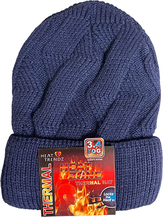 Men Wool Knitted Thermal Insulated Cold Winter Beanie hat 3.4 TOG – One Size Fit Most.