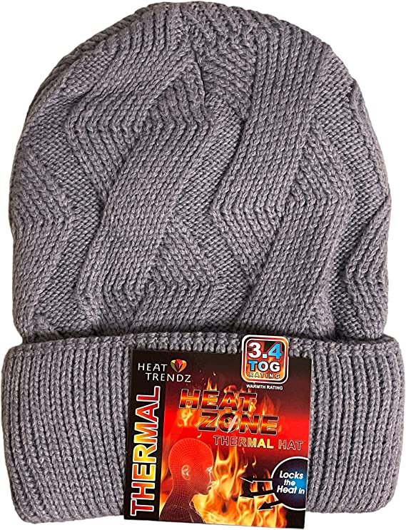 Men Wool Knitted Thermal Insulated Cold Winter Beanie hat 3.4 TOG – One Size Fit Most.