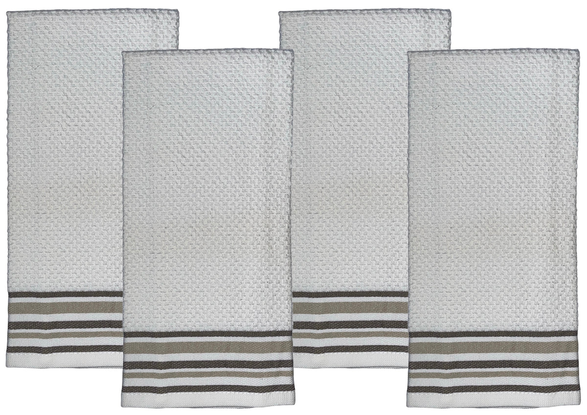 Set of 4, Terry Popcorn Weave Stripes Kitchen Towels Super Soft, Highly Absorbent Sizes : 17 inch x 27 inch.