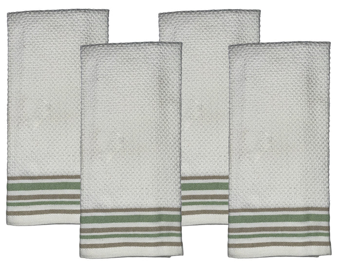 Set of 4, Terry Popcorn Weave Stripes Kitchen Towels Super Soft, Highly Absorbent Sizes : 17 inch x 27 inch.