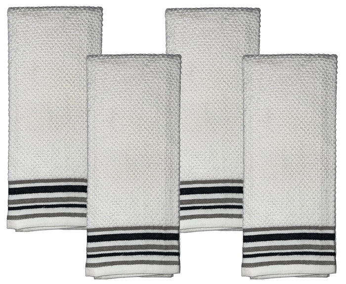 Set of 4, Terry Popcorn Weave Stripes Kitchen Towels Super Soft, Highly Absorbent Sizes : 17 inch x 27 inch.