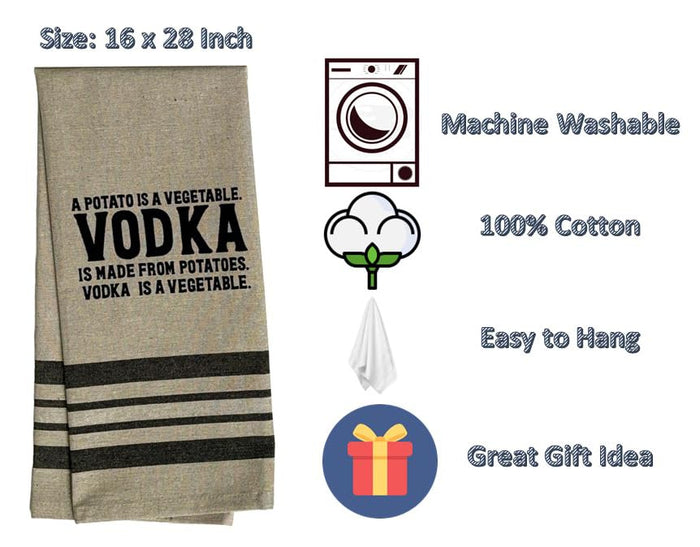 Set of 2 A Potato is A Vegetable. Vodka is Made from Potatoes. Vodka is Vegetable. Funny Flour Sack Kitchen Towels for Wedding, Baby Shower, Home Decor, Housewarming Size: 16 X 28 Inch.