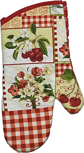 Floral Design 100% Cotton Printed Kitchen Linen Set of 5, Includes 2 Kitchen Towels, 2 Potholder, 1 Oven mitt Kitchen Décor for Cooking, Baking, Barbecue