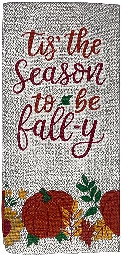 Set of 10, Tis The Season to be Fall-y Autumn Fall Thanksgiving Harvest Fall Kitchen Towel Set, Include 4 Placemats, 4 Kitchen Towels, Pot Holder & Oven mitt.