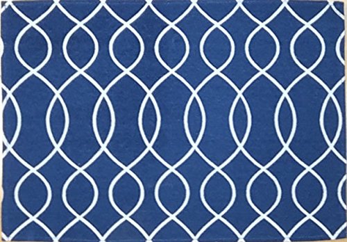 Set of 4, Weave Design Blue and White Tapestry placemats for Dining Table, Table