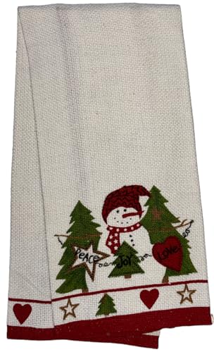 Set of 10, Christmas Tree, Snowman with Peace, Joy, Love Design Christmas/Holiday Season Kitchen Towel Set, 4 Placemats, 4 Kitchen Towels, Oven mitt, Pot Holder.