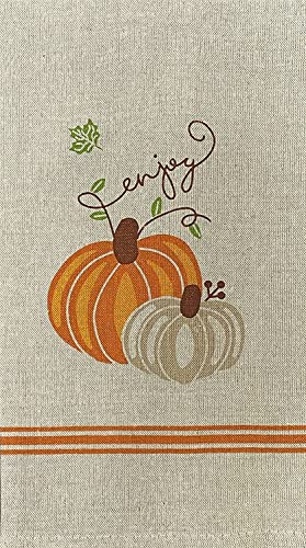 Set of 6, Fall & Harvest Halloween on Dark Linen 100% Cotton Vintage Saying Tea