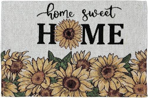 Set of 4, Home Sweet Home with Sunflower Design Tapestry Placemats for Dining Table, Table mat for Kitchen Table, Easy to Clean, Machine Washable Size: 13" x 19".