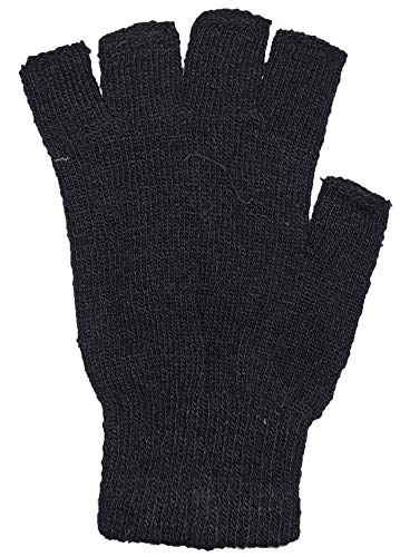 Petal Cliff 12 Pcs Black Fingerless Stretchy Knitted Gloves for Winter Cold Weather, One Size Fits Most.