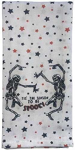 Set of 6, 100% Cotton Halloween Flour Sack Kitchen Towels, Haunted House, Heebies Jeebies, Something Wicked This Way Comes Size: 15” x 25”.