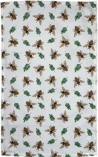 Set of 4, 100% Cotton Bee Design Kitchen Towel Set, Include 2 Kitchen Towels, 1