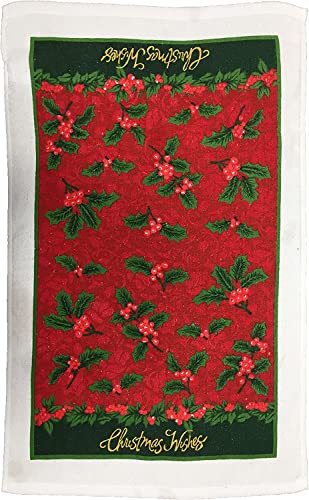 Set of 4, Poinsettia Flower Sentiment Christmas Wishes - 100% Cotton Kitchen Towel Set, Includes, 2 Potholder, Kitchen Towel, Oven mitt.