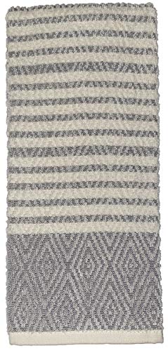 Diamond Design with Stripes 100% Ring-Spun Terry Cotton Kitchen Dish Towels, Set of 4 - Size: 16” x 27”, 410 GSM, Terry Cloth Dish Towels Super Soft, Highly Absorbent.