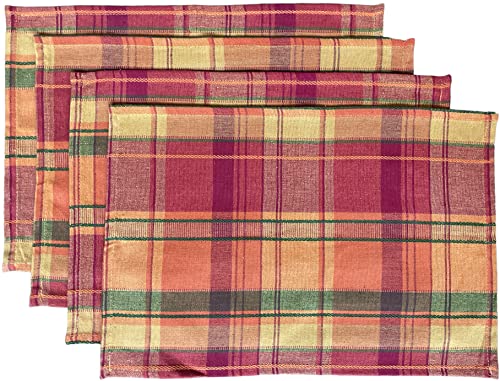 Set of 4, Multi Color Autumn Fall Tapestry Placemats Kitchen Dining Table Easy to Clean, Machine Washable Size: 13” x 19”.