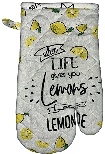 Set of 4, 100% Cotton Lemon Design Kitchen Towel Set, Sentiment When Life Gives