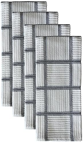 Set of 4, 100% Ring-Spun Cotton Kitchen Towels (16 x 26 inch) | Soft and Absorbent Dish Towels | 317 GSM Cotton Tea Towels | Kitchen Towel, Hand Towels | Dish Towels for Kitchen |