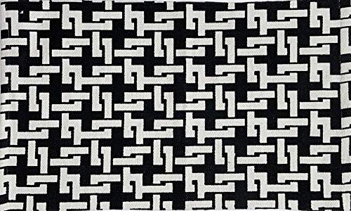 100% Cotton Black and White Traditional Design Handwoven Printed Rugs Size: 20 Inch x 32 Inch (Geometric)