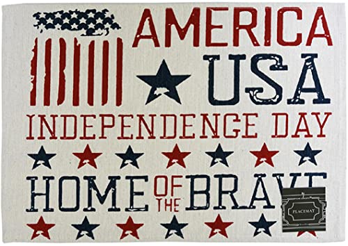 America USA Independence Day Home of The Brave Tapestry Placemats Independence Day Holiday Kitchen Dining Table Decor for Indoors Size : 13" x 19".