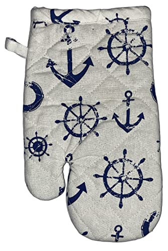 Set of 4, 100% Cotton, Coastal Nautical Anchor and Sailingboat Design, Kitchen T