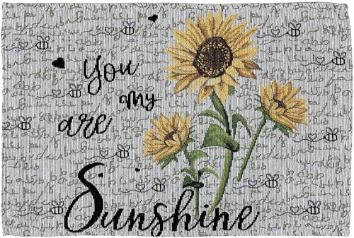 Set of 10, You are My Sunshine and Sunflower Design Tapestry Kitchen Towel Set, Include 4 Placemats, 4 Kitchen Towels, Potholder & Oven mitt.