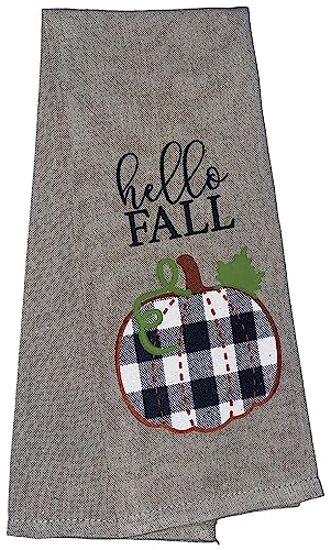 Set of 6, Fall & Harvest Halloween on Dark Linen 100% Cotton Vintage Saying Tea Towels/Kitchen Towel Size: 15” x 25".