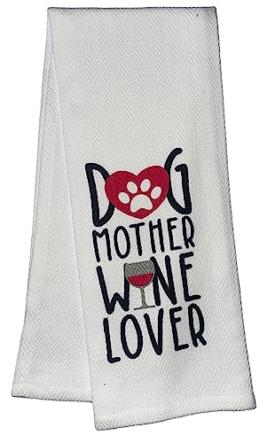 5 Pcs 100% Cotton Love My Dog Design White Funny Quote Herringbone Pattern Flour Sack Kitchen Towels Dish Towels/Dishcloths for Wedding, Baby Shower, Housewarming Gifts Size: 16 x 28 Inch.