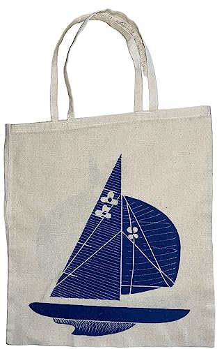 100% Cotton Nautical Design Natural Canvas Tote Bags Size: 14 x16 inch. Set of 3, Wheels, Anchor and ship Double side Same Print, Tote bags, Reusable for Grocery Shopping Bags Machine Washable