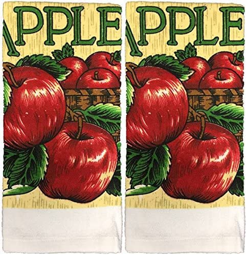 Set of 2, 100% Cotton Gala Apple Design Everyday Printed Kitchen Towels, Soft and Absorbent Size: 18” x 28".