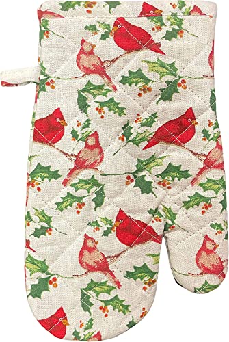 Set of 6, 100% Cotton, Cardinal Bird Design Christmas/Holiday Season Kitchen Towel Set, Includes 4 Kitchen Towels, Pot Holder & Oven mitt.