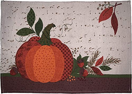 Set of 10, Pumpkin Fall Design Tapestry Kitchen Towel Set, Include 4 Placemats,