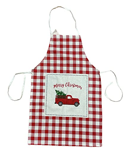 2 Pack, 100% Cotton Christmas Holiday Kitchen Apron with Sentiments Merry Christmas & Let it Snow Ideal for Dress Size: 4-6. Machine Washable Size: 19 x 30 inch.