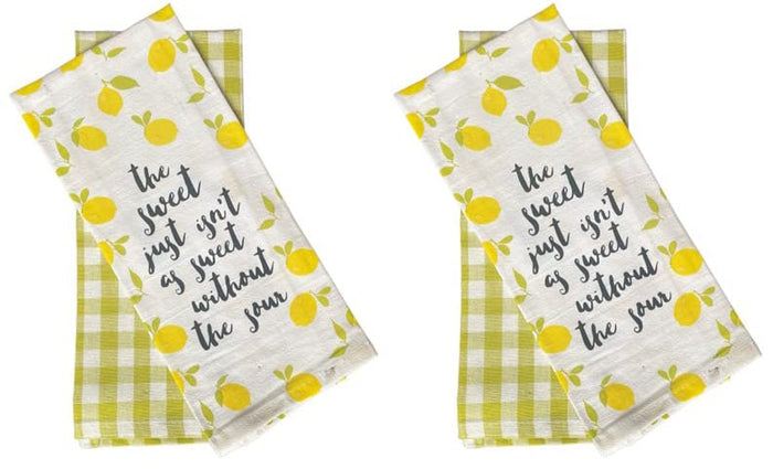 Set of 4, Lemon with The Sweet just isn’t as Sweet Without The Sour, Black and White Buffalo Plaid Kitchen Towels, Super Soft and Absorbent Size: 15 X 25 inch.