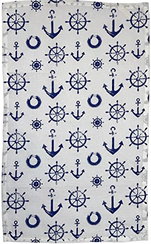 Set of 4, 100% Cotton, Coastal Nautical Anchor and Sailingboat Design, Kitchen T