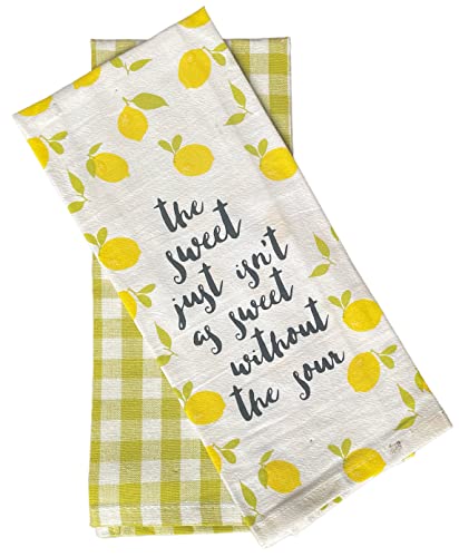 Set of 4, Lemon with The Sweet just isn’t as Sweet Without The Sour, Black and White Buffalo Plaid Kitchen Towels, Super Soft and Absorbent Size: 15 X 25 inch.