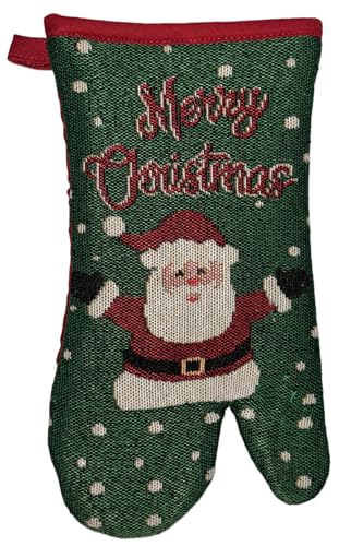 Set of 10, Snowfall Laughing Happy Santa Claus Saying Merry Christmas Design Christmas/Holiday Season Kitchen Towel Set, 4 Placemats, 4 Kitchen Towels, Oven Mitts, Potholder.