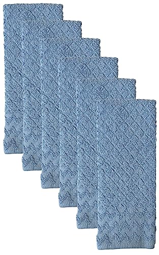 Premium Cotton Kitchen Towels Dish Towels Set of 6, Diamond Design Kitchen Towels 425 GSM, Soft and Highly Absorbent, Machine Washable Size: 16 x 26 Inch.