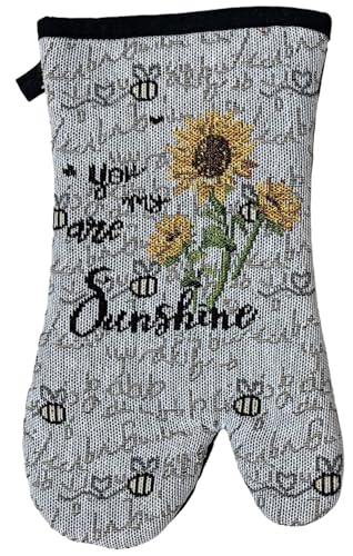 Set of 10, You are My Sunshine and Sunflower Design Tapestry Kitchen Towel Set, Include 4 Placemats, 4 Kitchen Towels, Potholder & Oven mitt.