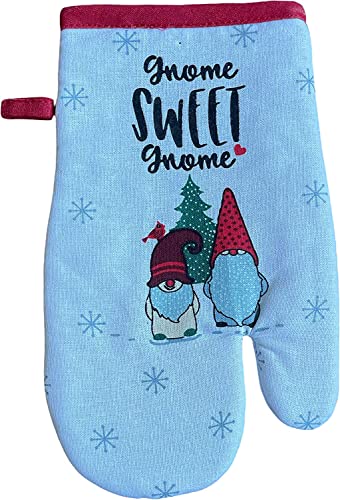 Set of 6, 100% Cotton, Holiday Season Kitchen Towel Sets Sentiment GNOME Sweet GNOME with Christmas Tree, Santa, Snowflake, Includes 4 Kitchen Towels, Pot Holder & Oven mitt.