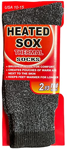 3 Pair, Men's Heated Sox Socks Thick Thermal Socks Keeps Feet Warmer Longer 2.13 TOG heat rating.Size: 10-15. (Black)