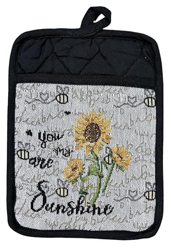 Set of 10, You are My Sunshine and Sunflower Design Tapestry Kitchen Towel Set, Include 4 Placemats, 4 Kitchen Towels, Potholder & Oven mitt.