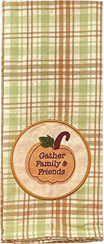 Halloween Kitchen Towels Pumpkin with Harvest Blessings, Pumpkin with Gather Family & Friends, Thankful & Blessed, Happy Fall Y'all Saying Tea Towels Size: 15” x 25".