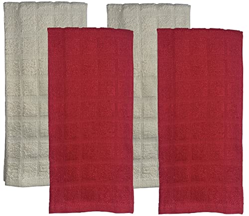 Set of 4, 100% Cotton Window Panel Terry Kitchen Towel - 4 Kitchen Towels Size: