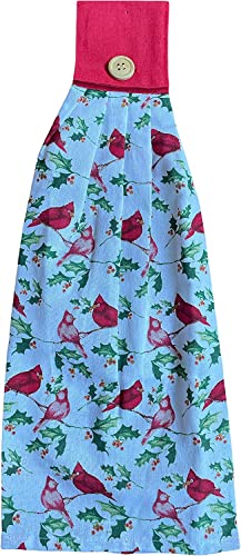 Set of 4, Christmas Tie Kitchen Towels 100% Cotton, Snowman Happy Holiday Wishes, Cardinal, Red Poinsettia Flower, Believe in The Magic of Christmas.Size: 16" x 18" x 3.5".