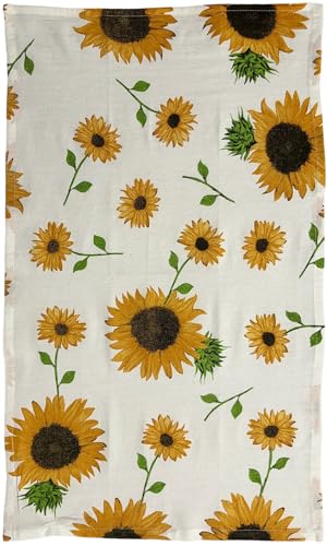 Set of 4, Pumpkin Truck with Happy Thanksgiving and Sunflower Design - Harvest Flour Sack Kitchen Towels with Gingham Check Kitchen Towels Size : 15" x 25".