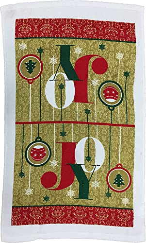 Set of 4, Christmas Bulbs, Snowflakes, Christmas Tree Sentiment Joy with Golden Theme Design Christmas 100% Cotton Kitchen Towel Set, Includes, 2 Potholder, Kitchen Towel, Oven mitt.