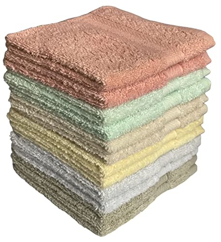 Set of 12 - 100% Ring Spun Cotton Wash Cloth – Thick Loop Pile Washcloths